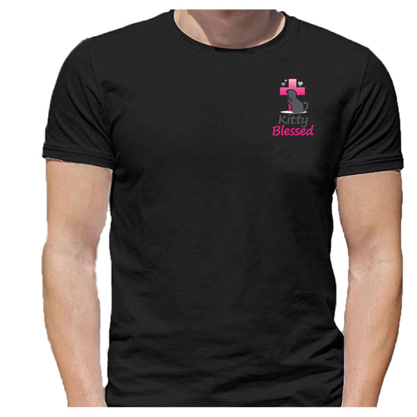 T-Shirt - Kitty Blessed w/hearts - Black or White