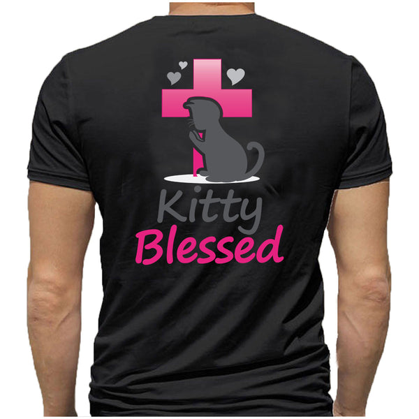 T-Shirt - Kitty Blessed w/hearts - Black or White