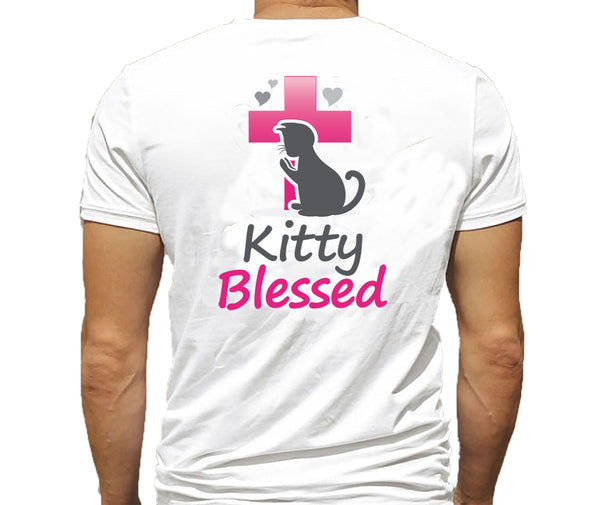 T-Shirt - Kitty Blessed w/hearts - Black or White