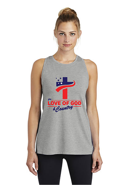 T-Shirt - Tank Top - Womens - For Love of God & Country - Gray